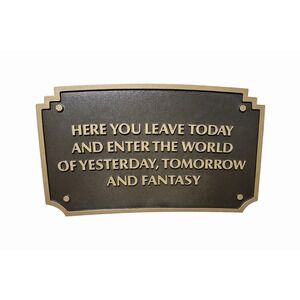 Theme Park Entrance Quote Plaque Replica Fantasy Wall Sign Bronze Look Decor